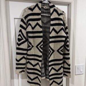 Roxy Black and Cream Geometric Cardigan